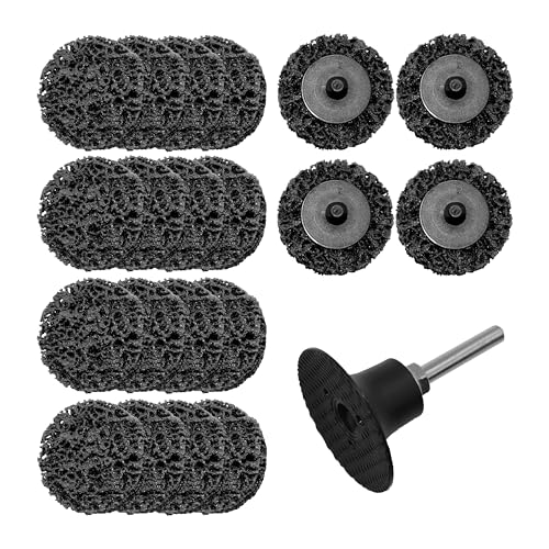 Merryland 20 pieces CSD disc 50 mm color rust black with 6.35 mm shaft | 50 mm rod grinder cleaning disc rust removal disc metal steel coarse cleaning disc coarse grinding disc DGTA022C2 With shaft Black 20pcs