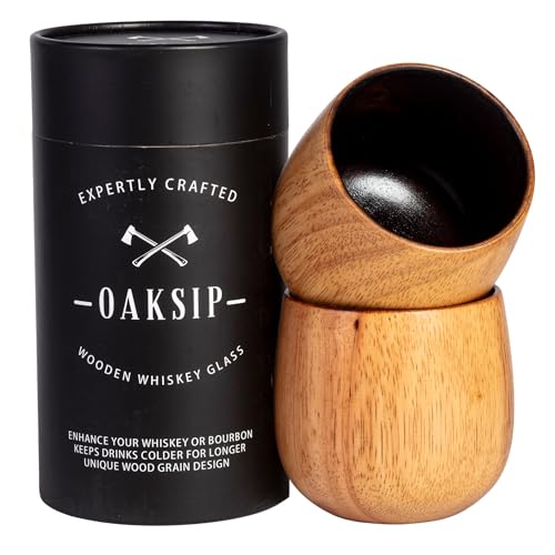 The Original Charred Wooden Bourbon Drinking Glass Bourbon Gifts for Men | Whiskey Glasses For Dad | Great Whiskey Gifts for Men Who Have Everything | Perfect Presents For Boyfriend or Dad (2 Pack) 2