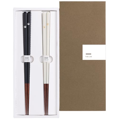 Sunlife S-04244 Cat Chopsticks, Adult, Long, Dishwasher Safe, Gift, Pair Set, Black, White, 9.1 inches (23 cm), Made in Japan