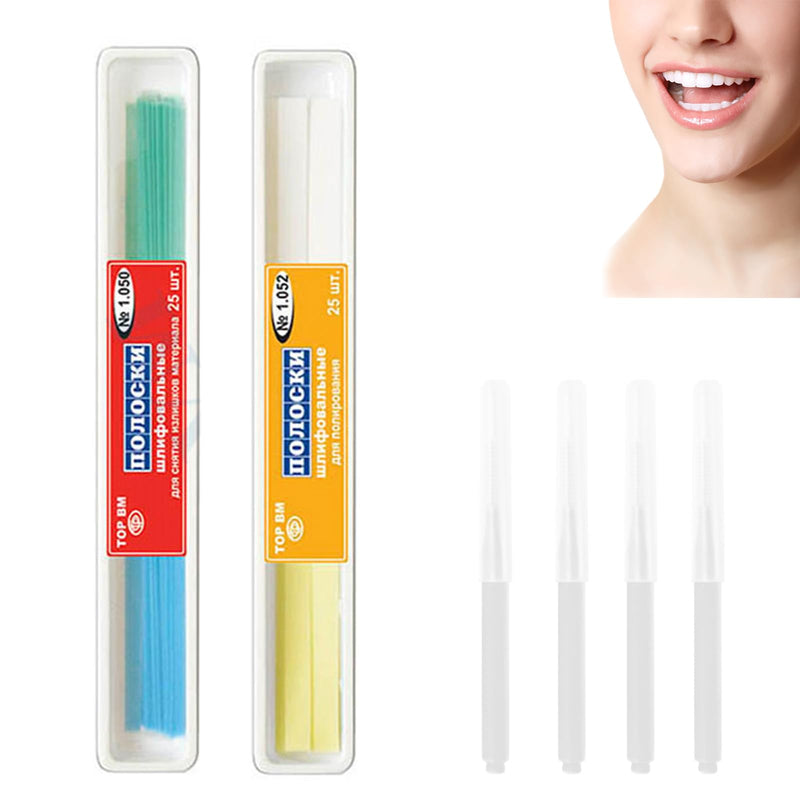 Pack of 50 Teeth Sandpaper, Tooth Sandpaper, Teeth Sandpaper for Spaces, for Quick and Effective Teeth Grinding and Deep Cleaning Oral Hygiene, with 4 Interdental Brushes