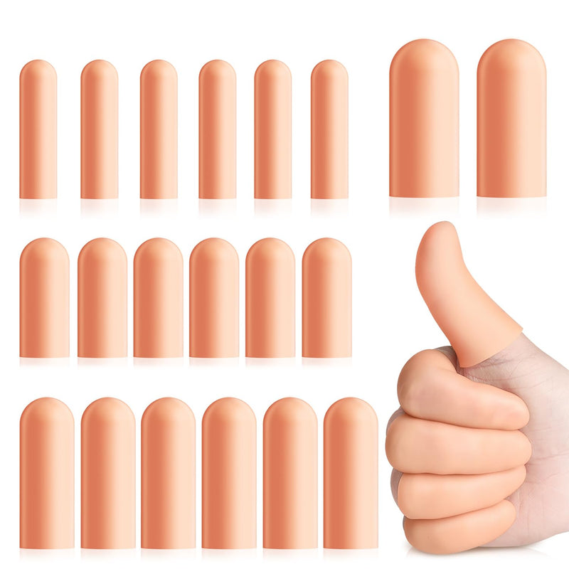 [Australia - AusPower] - 20 Pcs Gel Finger Protectors, Finger Caps Silicone Fingertips Protection, Reusable Soft High Elastic Fingertip Bandages for Relief Finger Arthritis, Cracked Fingers, and Other Finger Pain(Multi-Size) 