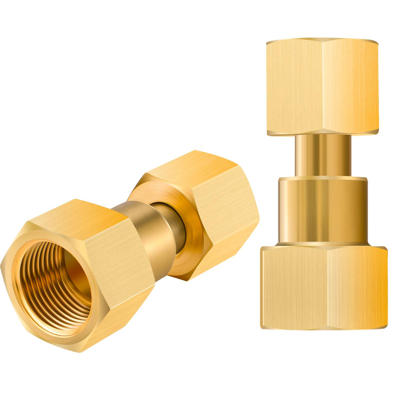 2 Pack Brass CGA-320 to CGA-580 Tank Adapter, Welding Gas Regulator Converter for CO2 and Argon, Compatible with Miller Welders and Flowmeters, Heavy Duty Brass Construction 2 Pack Adapter
