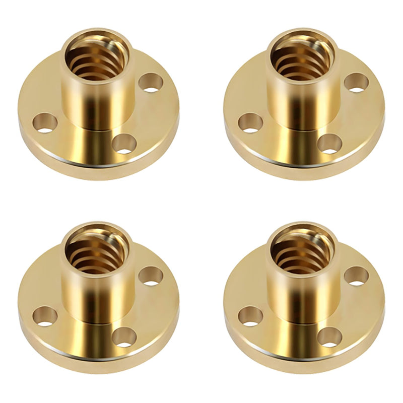 [Australia - AusPower] - 4PCS T8 Lead Screw Brass Nut 2mm Pitch 8mm Lead 3D Printer Z-Axis T8 Lead Screw 3D Printer DIY Accessory Used with Motor Machine Tool Guide Screws 