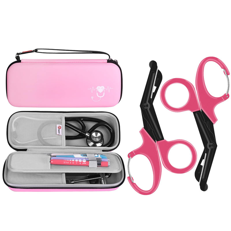 [Australia - AusPower] - Stethoscope Carrying Case, Hard Stethoscope Case Compatible for 3M Littmann Classic III and Trauma Shears for Nurses Bandage Scissors Nurses 7.5" Medical Scissors with Carabiner 