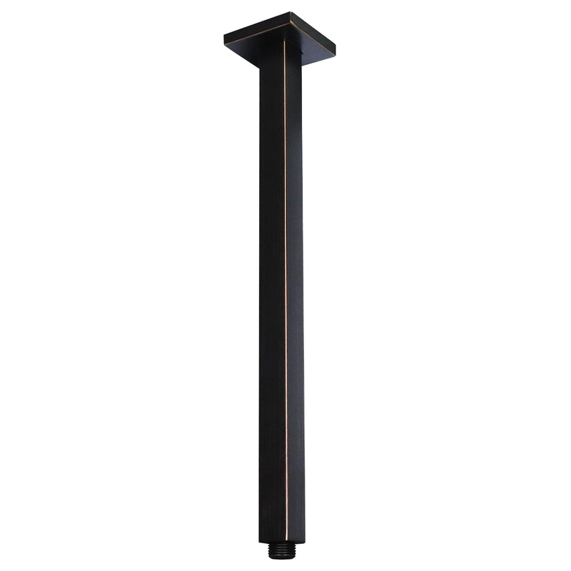 Oil Rubbed Bronze Shower Arm with Flange and Teflon Tape for High Ceiling Fixed Rain Showerhead, Universal Connection 16-inch Square Straight Shower Head Extender Extension Pipe, 304 Stainless Steel 16inch Oil Rubbed Bronze
