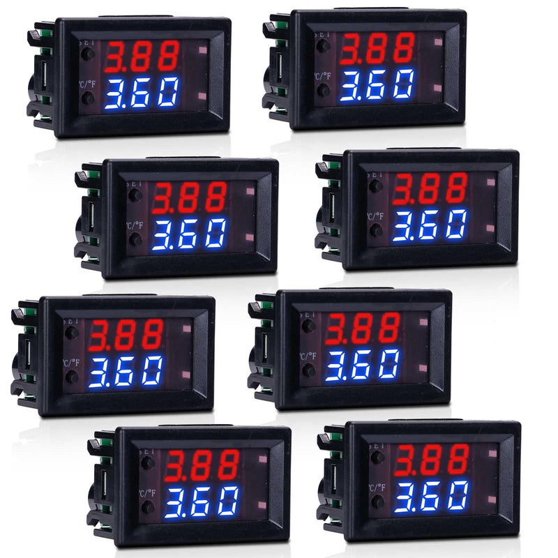 [Australia - AusPower] - 8 Pieces DC 12V Electronic Temperature Controller Programmable -50 to 110 Degree Celsius Heating/ Cooling Thermostat Control Switch Module NTC Waterproof Sensor Probe Dual Color LED Display Monitor 