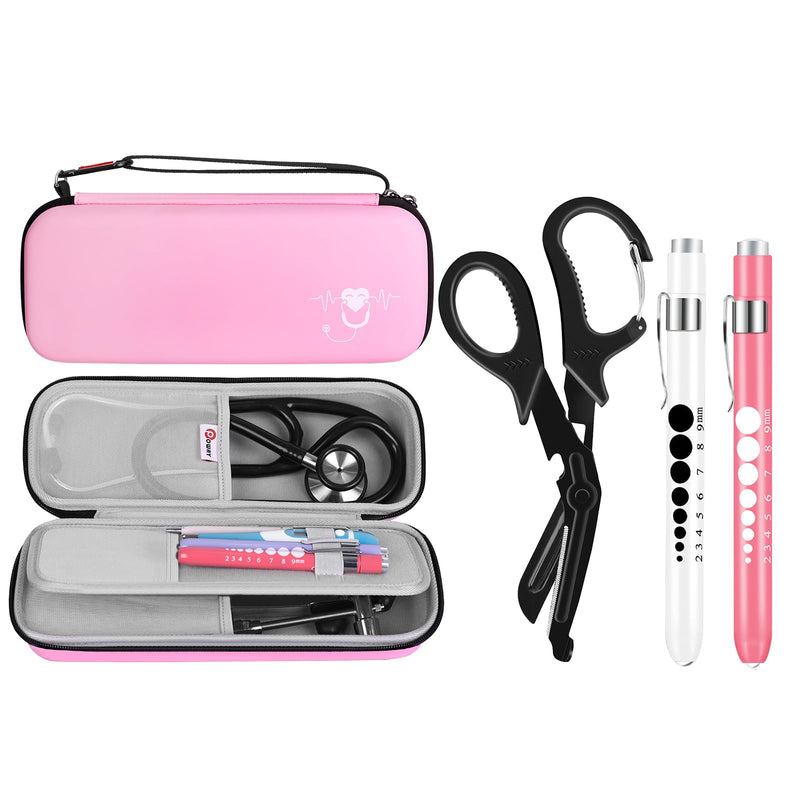 [Australia - AusPower] - Stethoscope Carrying Case Hard Stethoscope Case Compatible for 3M Littmann Classic III and Nurse Scissors and Pen Light Set Trauma Shears Pen Lights for Nurses Bandage Scissors with Carabiner 