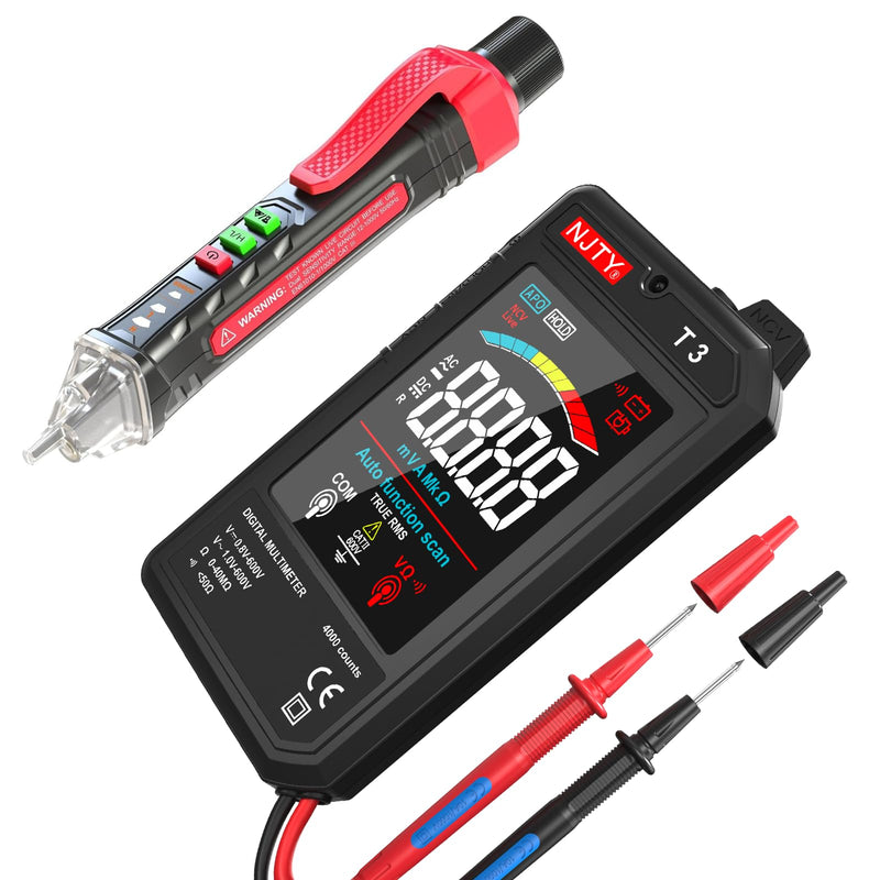 [Australia - AusPower] - Voltage Tester & Digital Multimeter Bundle – Essential Electrical Testing Kit for DIY Projects, Measures AC/DC Voltage & Continuity 