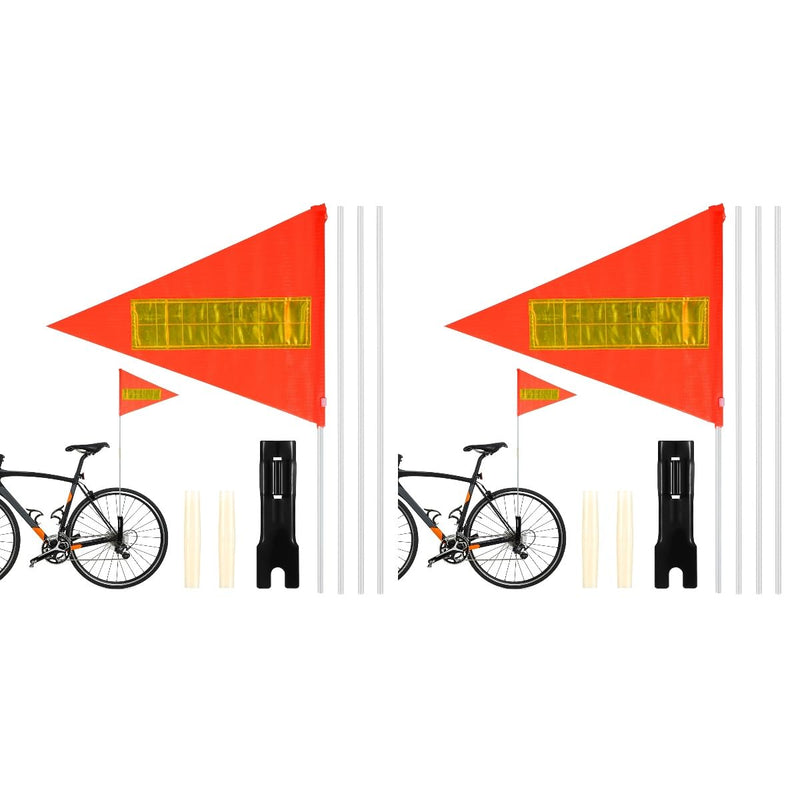 [Australia - AusPower] - Yardwe Bike Safety Flag with Pole, 2 Set Adjustable Height Bike Flags Waterproof Orange Safety Flag with Reflective Strip 