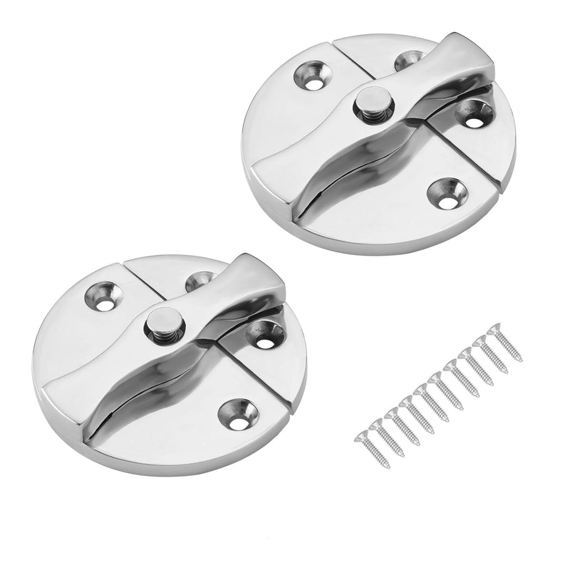 [Australia - AusPower] - Heavy Duty Marine Boat Door Catch Latch 316 Stainless Steel, 1.69" (43 mm) Hatch Round Turn Button Twist Catch Latch with Screws(2-Pack) 1.69 in (43 mm) 
