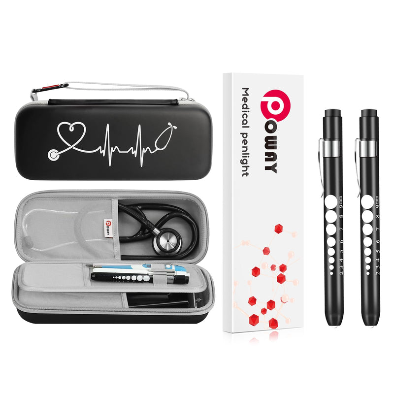 [Australia - AusPower] - Upgarded Stethoscope Case and Pen Lights Medical with Pupil Gauge and Ruler LED Pen Lights for Nurses Doctors Nursing Pen Light with 4 Batteries Free Penlight Nurse Penlights for Nurses 