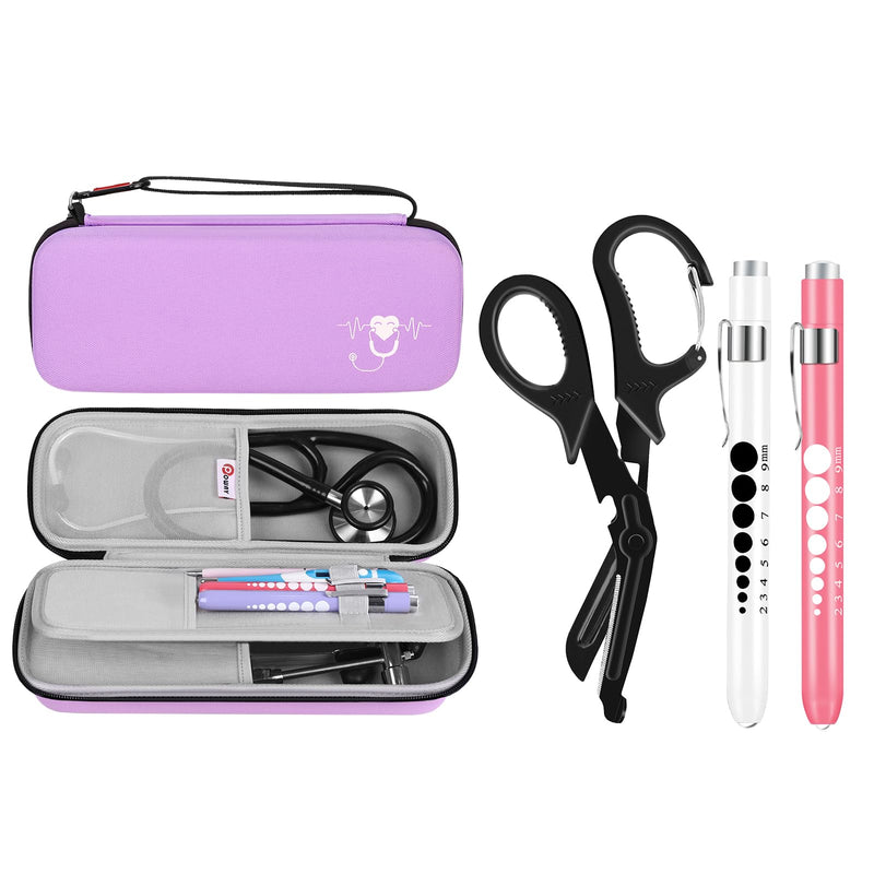[Australia - AusPower] - Stethoscope Carrying Case and Nurse Scissors and Pen Light Set Trauma Shears Pen Lights for Nurses Bandage Scissors with Carabiner LED Penlight with Pupil Gauge Stainless Steel Medical Scissors 