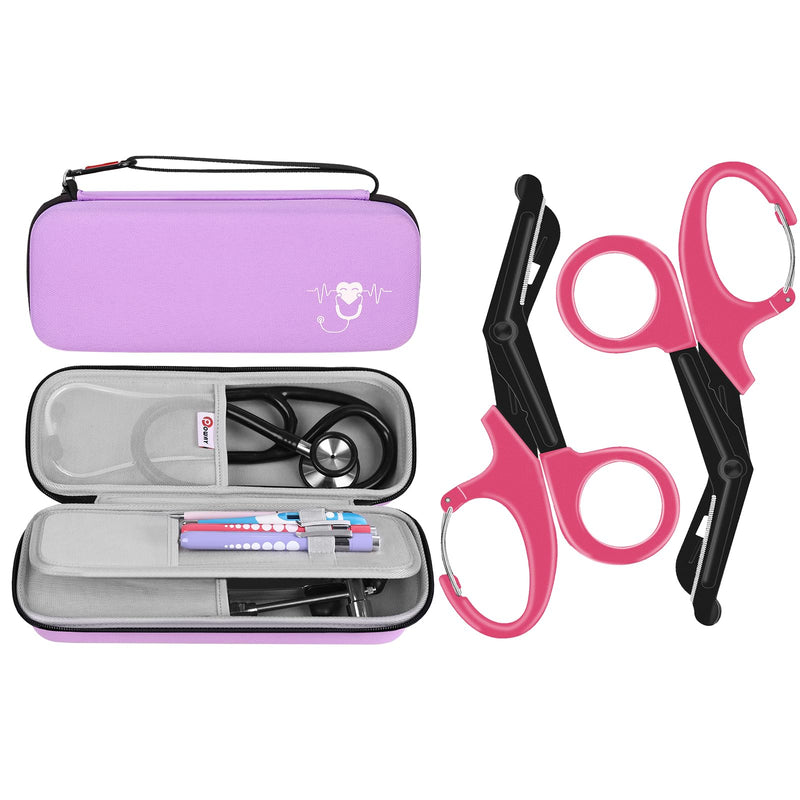 [Australia - AusPower] - Stethoscope Carrying Case Compatible for 3M Littmann Classic III and Trauma Shears for Nurses Bandage Scissors Nurses 7.5" Medical Scissors with Carabiner Stainless Steel Patented Nurse Scissors 