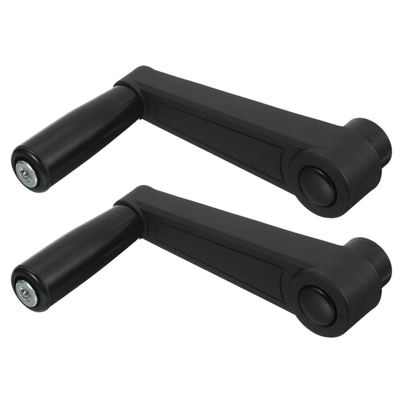 [Australia - AusPower] - uxcell 2Pcs 12x126mm (Dia x L) Revolving Handwheel Machine Handle, Universal Lathe Crank Grip Replacement for Industry Lathe Milling Grinding Machine, Black (Round Hole) 