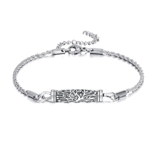 Urn Bracelet For Ashes 925 Sterling Silver Tree of Life Cremation Keepsake Bracelet Cremation Jewelry Gifts for Women Men