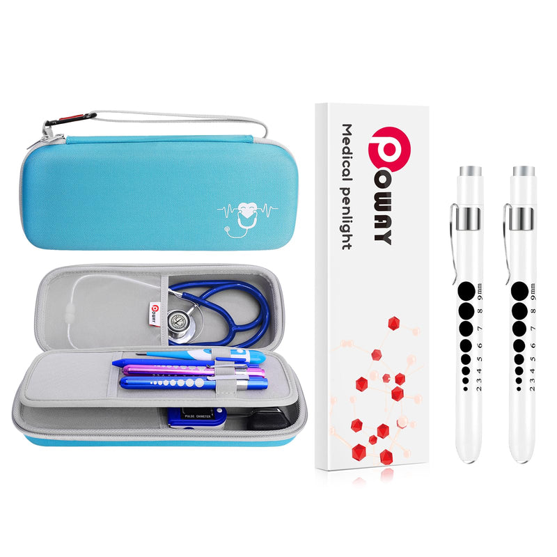 [Australia - AusPower] - Stethoscope Carrying Case Hard Stethoscope Case and Pen Lights for Nurses Pen Light with Pupil Gauge and Ruler Reusable Penlight Medical Pen Light for Doctors Nursing Students EMT EMS 