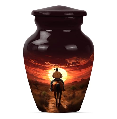 Cowboy Urn for Ashes for Women - Mini Urns for Human Ahses - Keepsake Cremation Holders for Women - Memorial Urns for Human Adult Man(Size:- 3" 1Pc) Cowboy 3 inch (1 piece)