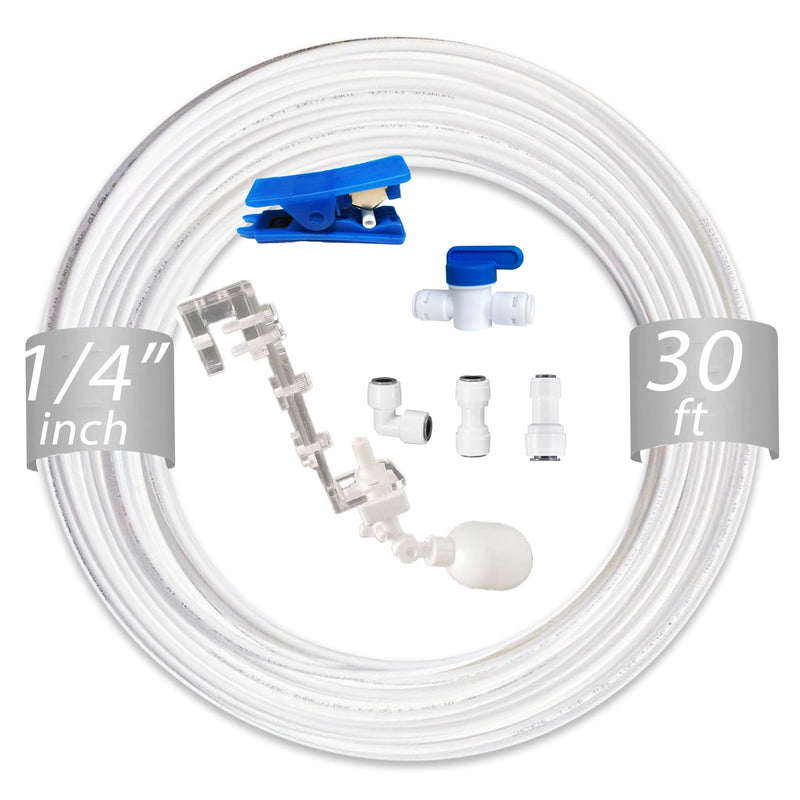 NSF 1/4" inch Water Line Power-Free Auto-Top-Off System with Float Valve, Vacuum Flow Regulator Automatic Water Level Controller for Marine Aquariums. 1/4"(7pcs+30feet)