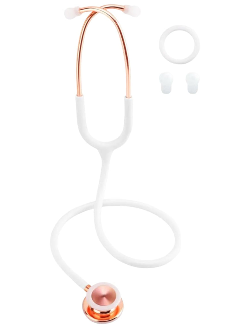 [Australia - AusPower] - White Stethoscope for Students Nurse Doctor, Beautiful Gold-Plated Stetho for Clinical Use, Professional high-sensitivity fiber membrane, Double Sided Stethoscope, estetoscopio medico 