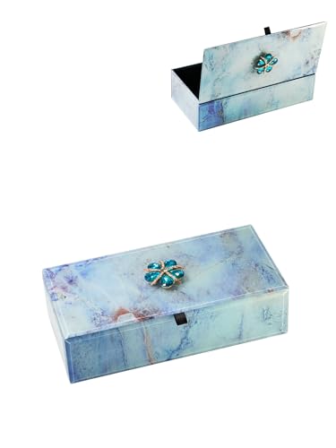 Jewelry Box for Women, Marble - Patterned Jewelry Organizer Box, Glass Modern Jewelry Holder For Earring, Ring, Necklace, Bracelets, Christmas Mother's Day Valentine Jewelry Gift Box large