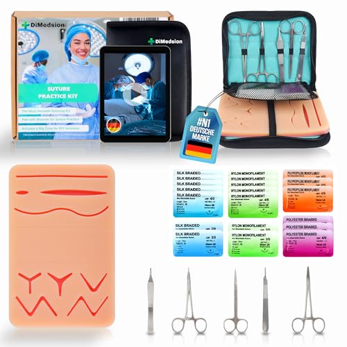 Seam Set with Ultra Realistic Silicone Pad - Seam Training Set for Medical Students with E-Learning, Complete Exercise Set, Gift for Medicine Students