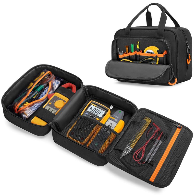 [Australia - AusPower] - Carrying Bag Compatible with Fluke Digital Multimeter/325 Clamp Multimeter, Electric Tester Tool Storage Bag with Multiple Pockets for Electrician (Bag Only) 