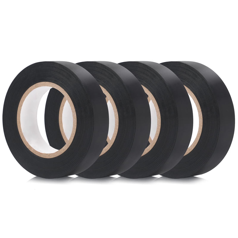 [Australia - AusPower] - 4 Pack Black Electrical Tape，0.70 in x 72ft，Waterproof High Temperature Electric Tape Weatherproof Home Outdoor Multipurpose Insulating Wire Wrapping 