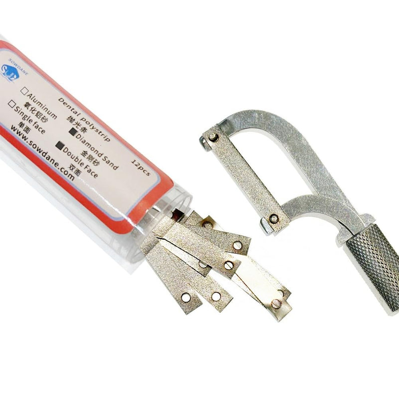 [Australia - AusPower] - Dental Orthodontic Interproximal Enamel Reduced Treatment Polystrips Tools Anemal Reduction Polishing Material Tool Hand Use(1 Tool+12 pcs Replaced Strips) (1 pc Tool+12 pcs Double Diamond Strips) 1 pc tool+12 pcs double diamond strips 