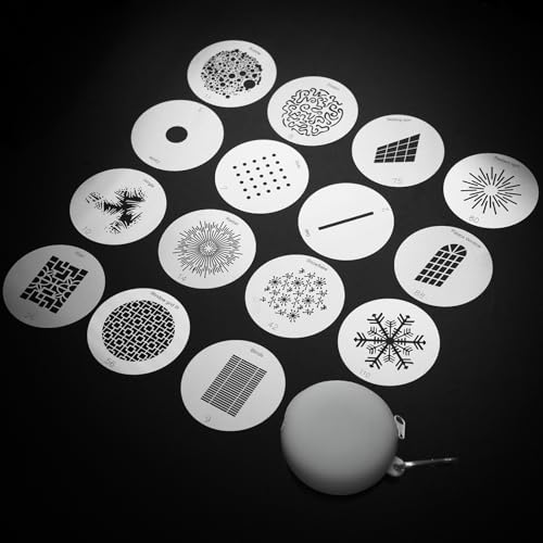 15Pcs Round Gobos Kit for Optical Snoot,66mm/2.6in Metal Plate Patterns for Spotlight Attachment Compatible with Godox BFP/MLP/OT1/OT1 Pro/II/Westcott Optical Spot/Aputure SE,for Portraits/Product 15Gobos-Speacial