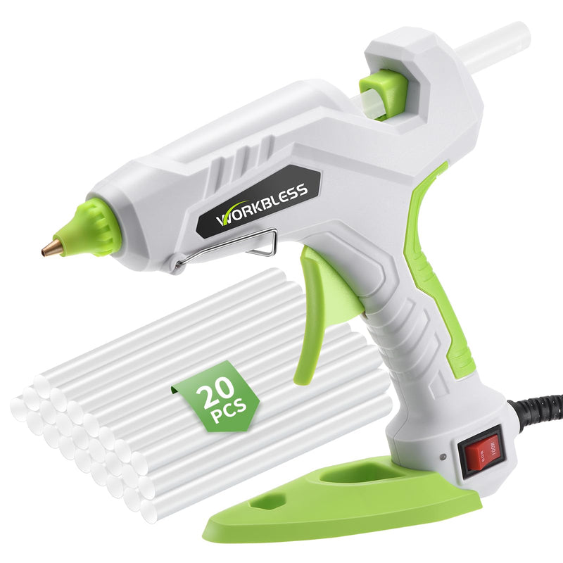 [Australia - AusPower] - WorkBless Hot Glue Gun, Dual Temp Glue Gun 60W/100W, Fast Heating Heavy and Duty Glue Gun with 20PCS Full Size Glue Sticks for Arts, Home Repair, Professional DIY & Industrial Use 