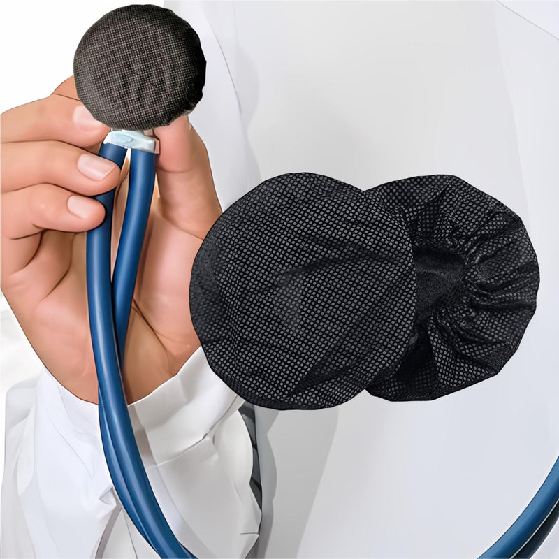 [Australia - AusPower] - Disposable Stethoscope Covers, Non-Woven Stethoscope Head Sleeves for Home & Clinic, 2.4" Diameter, Pack of 100 (Black) Black 