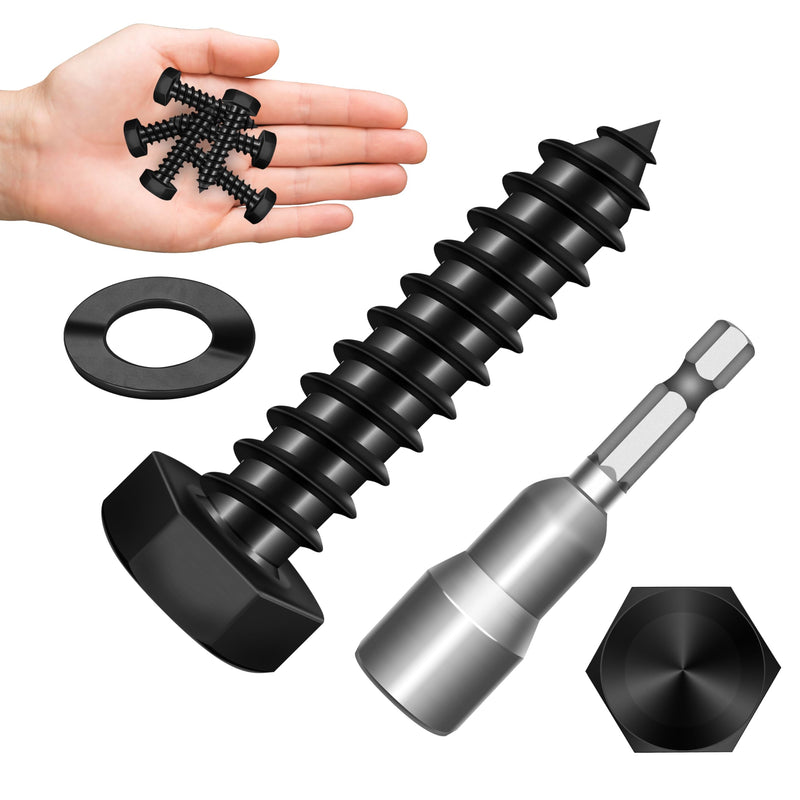 [Australia - AusPower] - 20Sets 5/16" x 1-1/4" Lag Bolts, Stainless Steel Heavy Duty Hex Head Lag Screws, Construction Black Lag Screws for Wood Working & Outdoor Use with Washers and Hex Socket Drill Bit 5/16" x 1-1/4" 