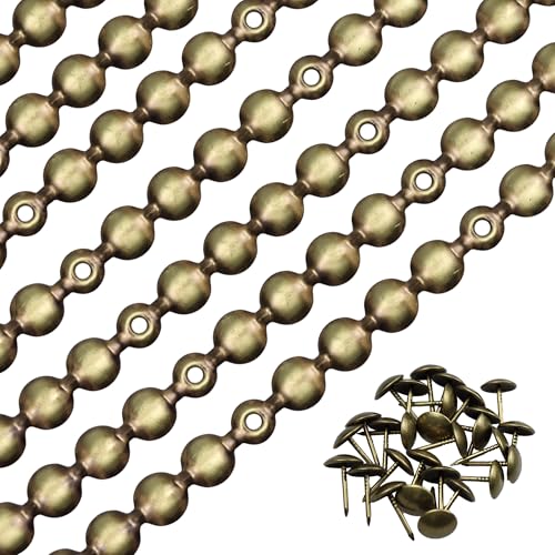 Bociloy 1-meter brass upholstery tack strips with single tacks for sofas, headboards, chairs, and furniture