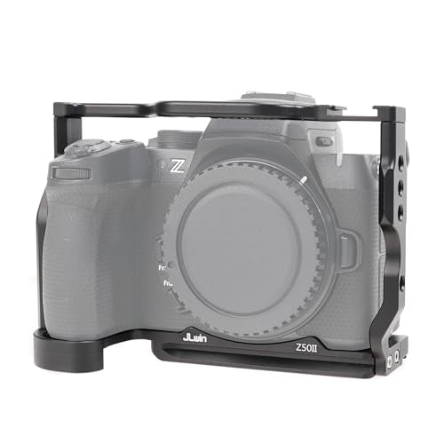 Hersmay Aluminum Z50 II Camera Cage Video Stabilizer for Nikon Z50 II Mirrorless Vlogging Camera Kit with Cold Shoe,Handle Locating Holes,Multiple 1/4" 3/8" Screw Holes
