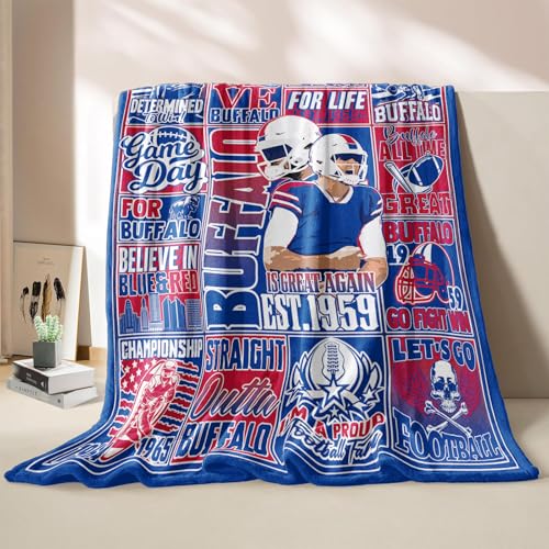 Football Gifts for Men Women, Gifts for Team Fans, Sports Football Blanket for Fans, Blue Football Style Blanket for Sofa Bed Chair 80"x60" 80"x60"