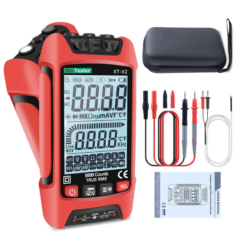 [Australia - AusPower] - Xin Tester Digital Multimeterwith Case TRMS 9999 Counts Auto-Ranging Voltmeter, AC/DC Amp Ohm Voltage Meter Capacitance Frequency Diode with Backlight Flashlight 