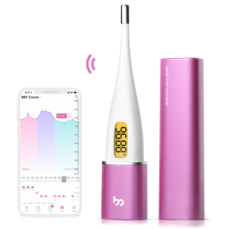 [Australia - AusPower] - Femometer Smart Basal Body Thermometer, BBT Thermometer with Backlight LED Screen, Fertility/Period Tracker with Femometer APP, Automatic Data Recording, Lipstick Shape, Easy to Use and Carry, Purple 