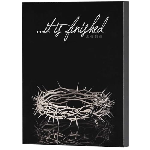 Dicksons Crown of Thorns It Is Finished John 19:30 Black and Grey MDF Decorative Wall Plaque 10 x 8 Inch