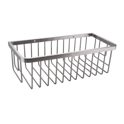 Nokozan stainless steel rectangular shower caddy with shelves for shampoo and body wash, ideal bathroom organizer.