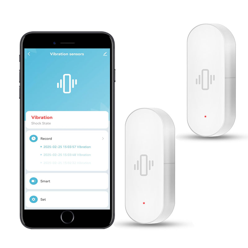 [Australia - AusPower] - WiFi Vibration Sensor: Smart Door Window Sensor with App Alerts, Wireless Glass Break Detector, Adjustable Sensitivity, Compatible with Alexa Google Home (2Pack) 2-Pack 