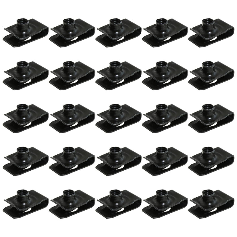[Australia - AusPower] - Heyous 25PCS Black Leaf Spring Nut U Clips 1/4inch-20 Metal U Clip U Fastener Quick Nut Bumper Bolt Fender Grille Clip for Door Trims Bumpers Radiator Shrouds 