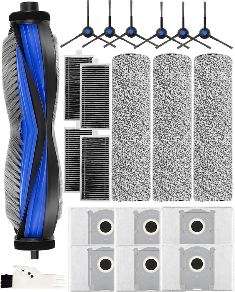 [Australia - AusPower] - 21 Pcs Spare Accessories Compatible with ECOVACS DEEBOT X8 PRO Omni/ S14 Plus Robot Vacuum and Mop Replacement Parts Includes 6 Dust Bags, 4 HEPA Filters, 6 Side Brushes, 3 Roller Mops X8 PRO OMNI/ S14 PLUS 21 PCS 