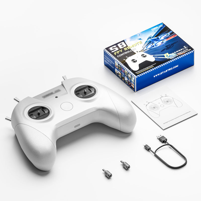 [Australia - AusPower] - STARDRONE S8 RC Flight Simulator Controller- 8 Channels FPV Drone Games Remote Controller Support Popular System&Platform- Ideal for Beginner Pilots Professional Training Experience(Mode 2) (White) White 