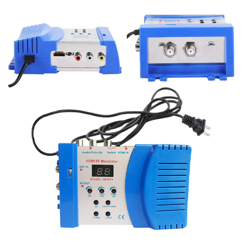 HDMI Modulator RF Modulator, HDMI AV to RF Modulator PAL NTSC Output Plug and Play AV to RF Converter for Home TV Game Console