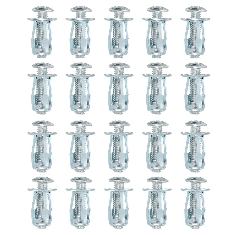 [Australia - AusPower] - PATIKIL Expansion Screw Petal Nuts M6 x 25mm, 20 Pcs Jack Nut Carbon Steel Petal Shape Rivet Nut Insert Nuts Fasteners with Screws Assembly for Hollow Wall Thin Soft Wall Iron Skin 