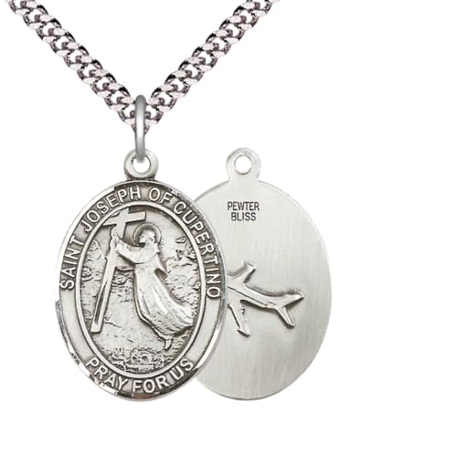 Saint Joseph of Cupertino Medal Necklace - Patron of Pilots & Air Force 24.0 Inches No Clasp (Endless) Chain