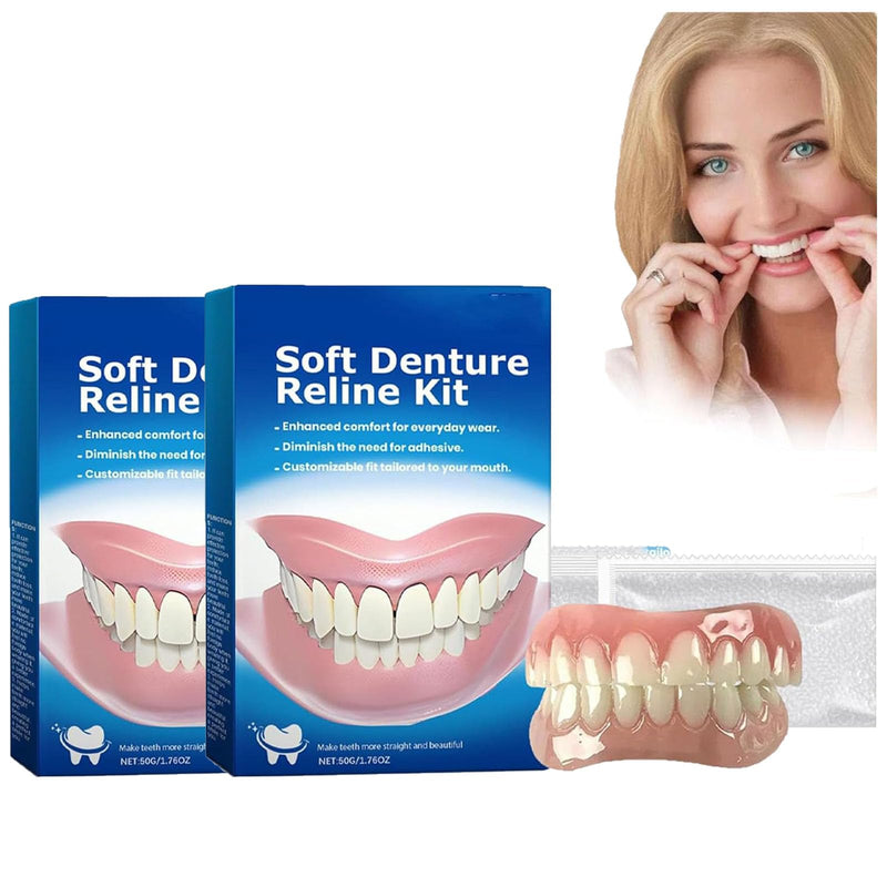 [Australia - AusPower] - Denture Silicone Reline Kit, Greatfit Denture Silicone Reline Kit, Soft Denture Reline Kit, Soft Denture Reline Kit for Men and Women (2pcs) 