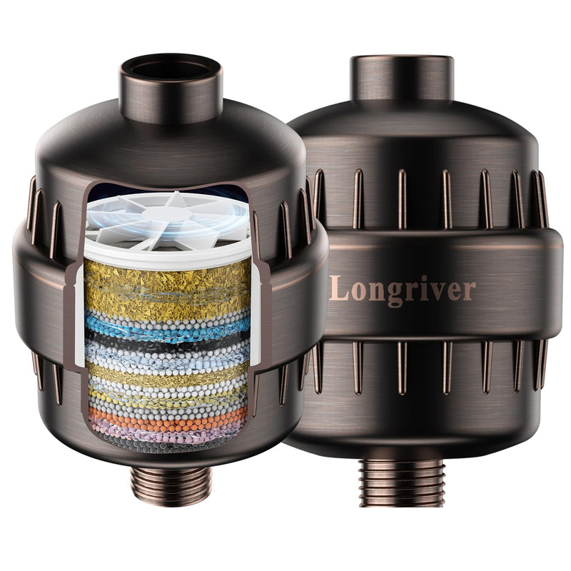 R7 Shower Filter High Put Shower Water Filter for Hard Water 99.99% Remove Chlorine, Shower Water Softener, Improve your skin and hair, Bathroom Fixture Hardware Parts, Oil Rubbed Bronze, 2 Pack