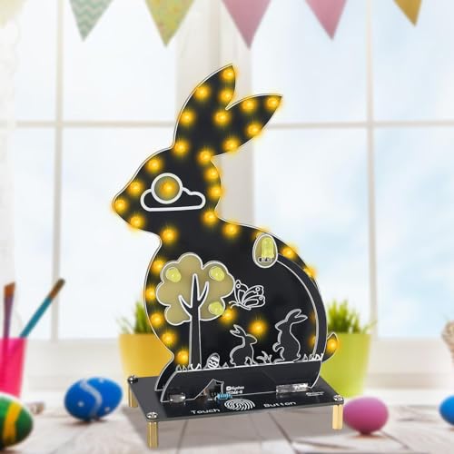 Soldering Kit, Easter Bunny LED Light Soldering Exercise Kit, DIY Creative Electronic Kits, Teaching and Learning Training, DIY Soldering Project LED Lamps Kit with Touch Control, for Mint Fans