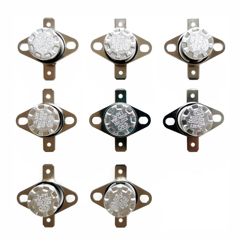 [Australia - AusPower] - 8 Pcs KSD301 100℃ 105℃ 115℃ 125℃ 130℃ 135℃ 140℃ 150℃ Thermostat Temperature Thermal Control Switch Normally Open (NO 100-150℃) NO 100-150℃ 